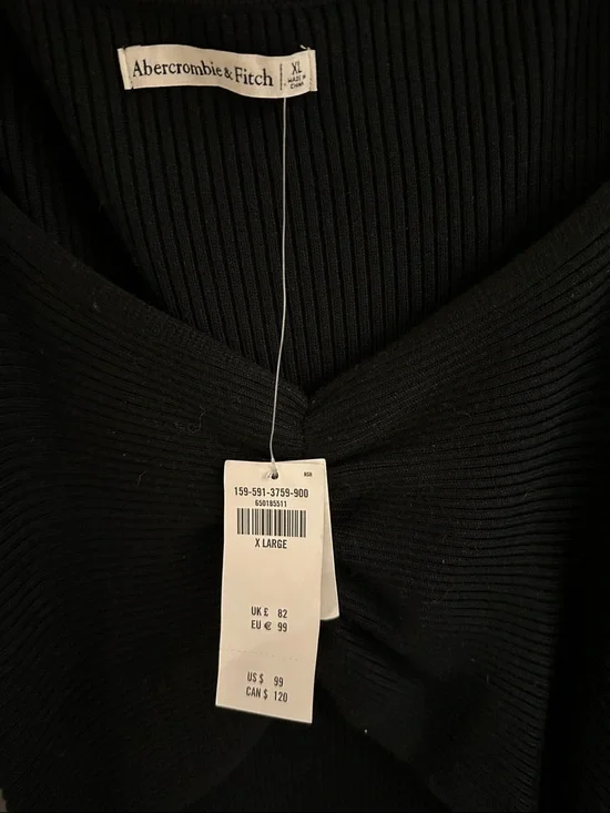 Abercrombie & Fitch Black Ribbed Cutout Midi Sweater Dress - Picture 2 of 5